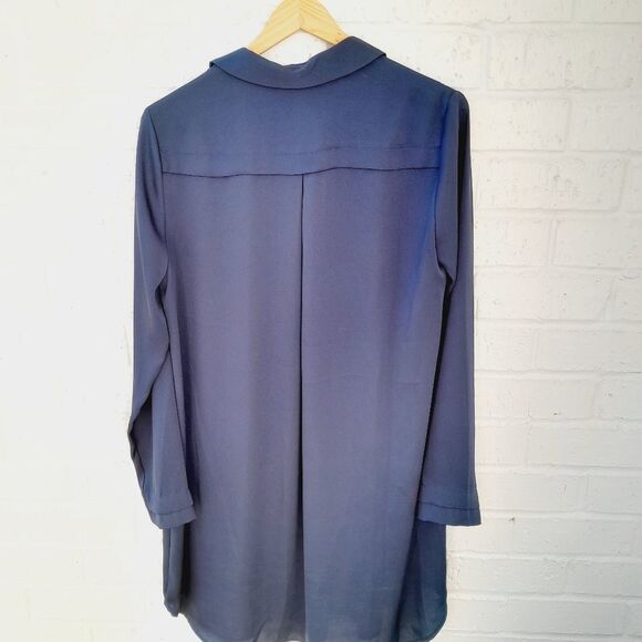 BCBGeneration Navy Blue Front Bib Pleat Tunic Dress Contemporary Minimalist sz:S - Picture 2 of 10
